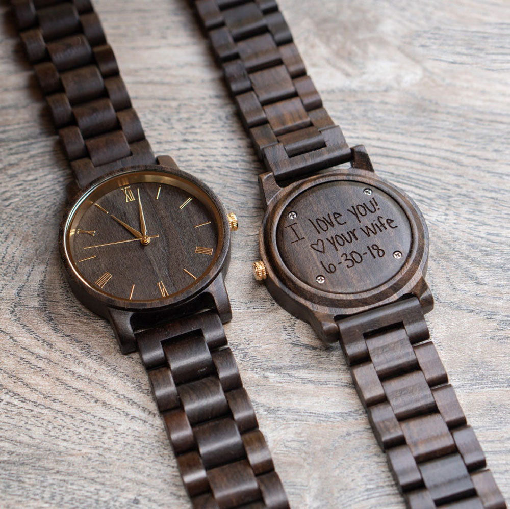 Personalized Engraved Wooden Watch for Men Valentine's Day Anniversary Gifts for Husband