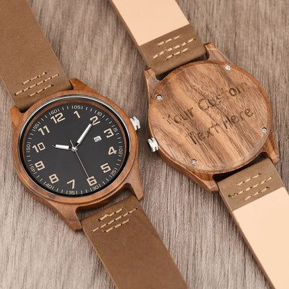 Personalized Men's Engraved Wooden Anniversary Watch Gift From Wife