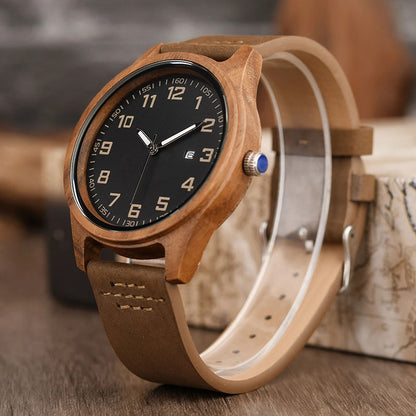 Personalized Men's Engraved Wooden Anniversary Watch Gift From Wife