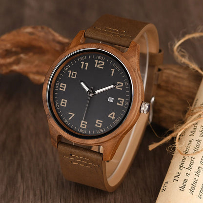 Personalized Men's Engraved Wooden Anniversary Watch Gift From Wife