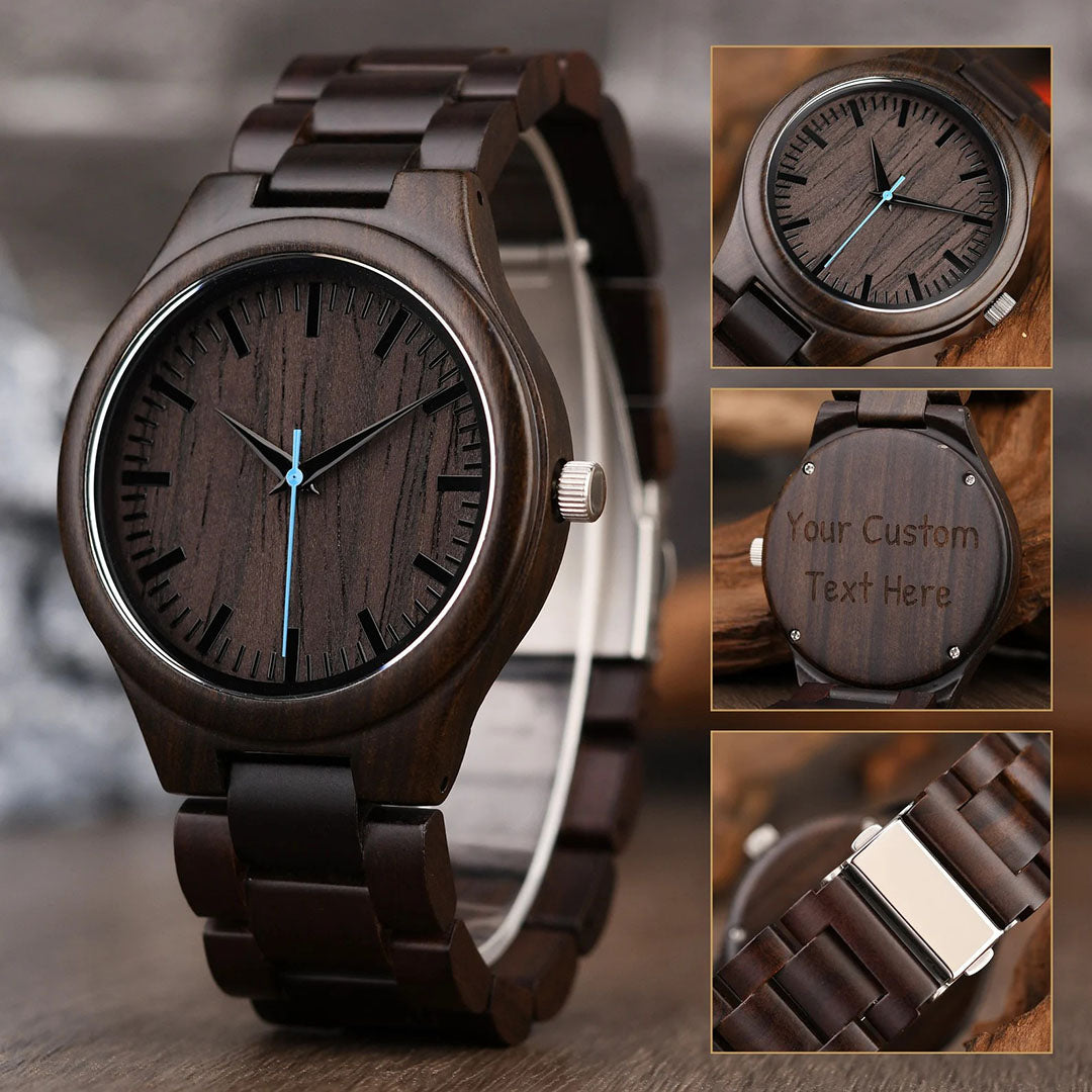 Personalized Men's Engraved Wooden Anniversary Watch Valentine's Day Gift for Husband