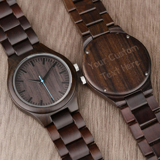 Personalized Men's Engraved Wooden Anniversary Watch Gift for Husband