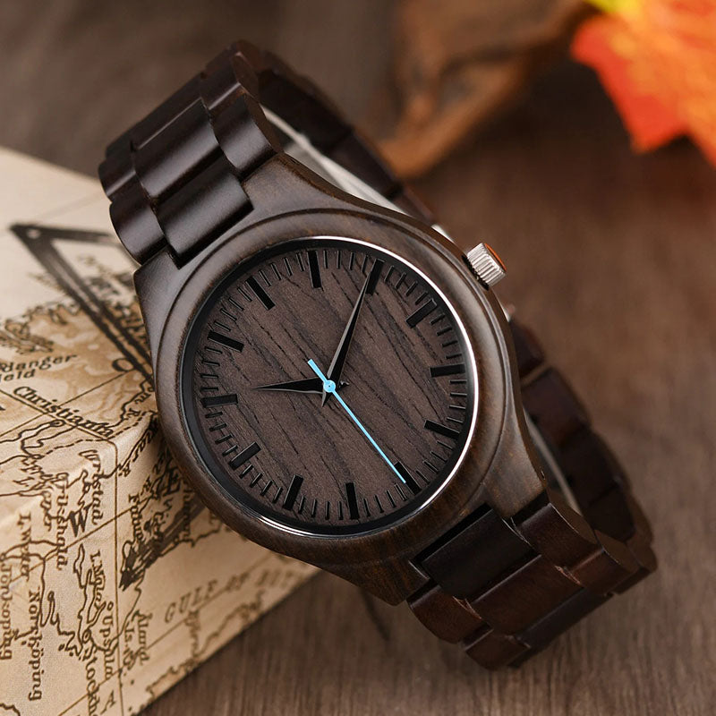 Personalized Men's Engraved Wooden Anniversary Watch Gift for Husband