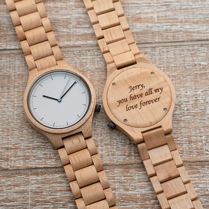 Personalized To the Moon and Back Men's Engraved Wooden Anniversary Watch Valentine's Day Gifts From Wife