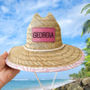 Personalized Leather Name Patch Straw Hat Sun Hat Gift for Toddler Child Adult