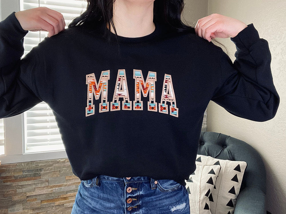 Personalized Embroidered Southwestern Aztec Mama Mom Grandma Auntie Sweatshirt Hoodie Mother's Day Gift