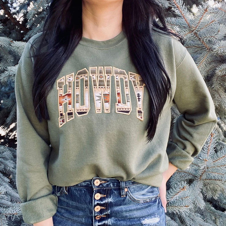 Personalized Embroidered Southwestern Aztec Howdy Sweatshirt Hoodie