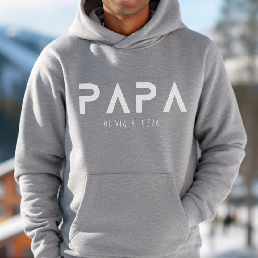 Personalized PAPA Hoodie with Kid's Names Father's Day Gift For Him