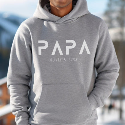 Personalized PAPA Hoodie with Kid's Names Father's Day Gift For Him