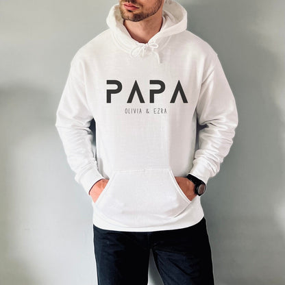 Personalized PAPA Hoodie with Kid's Names Father's Day Gift For Him