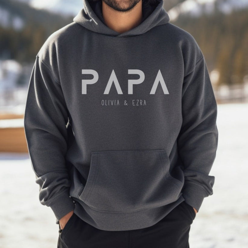 Personalized PAPA Hoodie with Kid's Names Father's Day Gift For Him