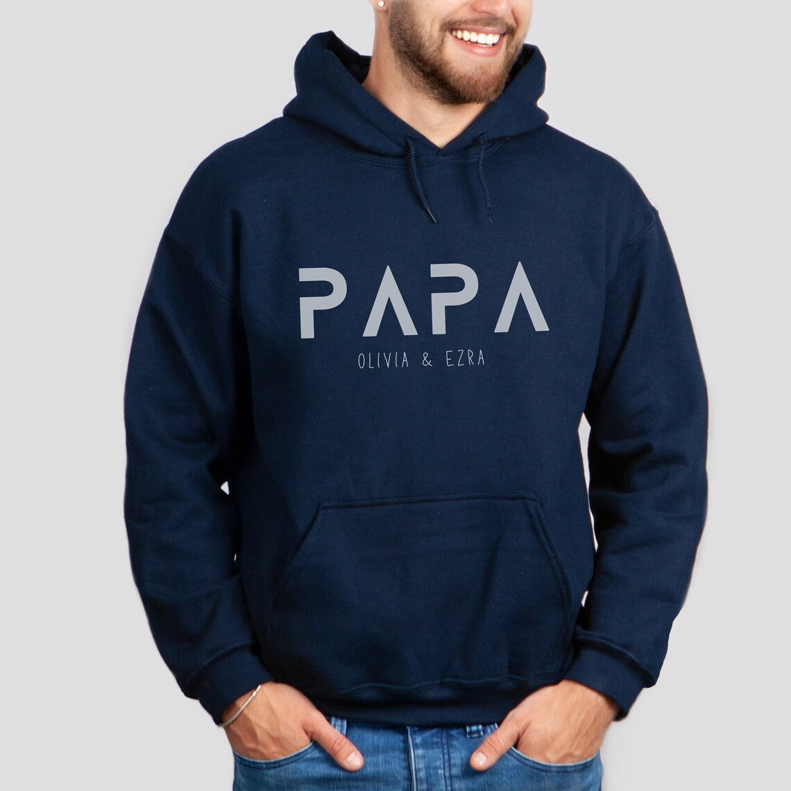 Personalized PAPA Hoodie with Kid's Names Father's Day Gift For Him