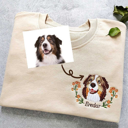 Personalized Pet Face and Name Embroidered Sweatshirt Gift For Pet Lover