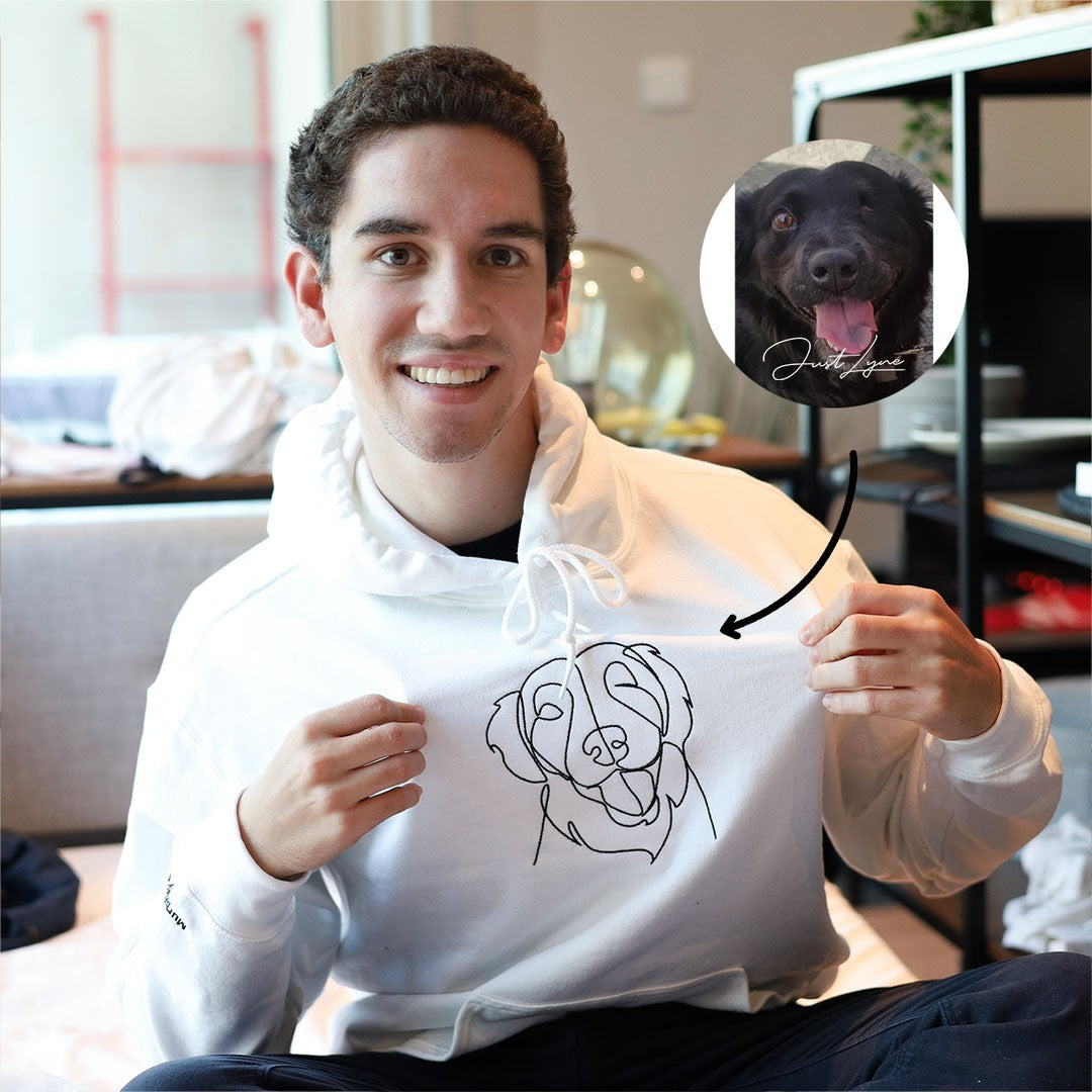 Personalized Embroidered Pet Outline Hoodie Gift Ideas For Pet Lover