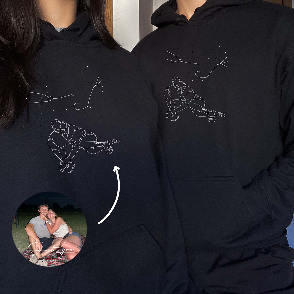 Personalized Embroidered Hoodie Love Gifts for Couples Family Gift Anniversary Gift