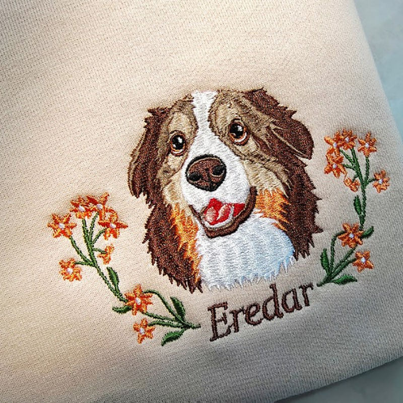 Personalized Pet Face and Name Embroidered Sweatshirt Gift For Pet Lover