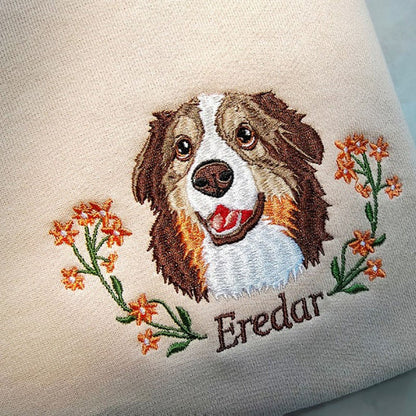 Personalized Pet Face and Name Embroidered Sweatshirt Gift For Pet Lover