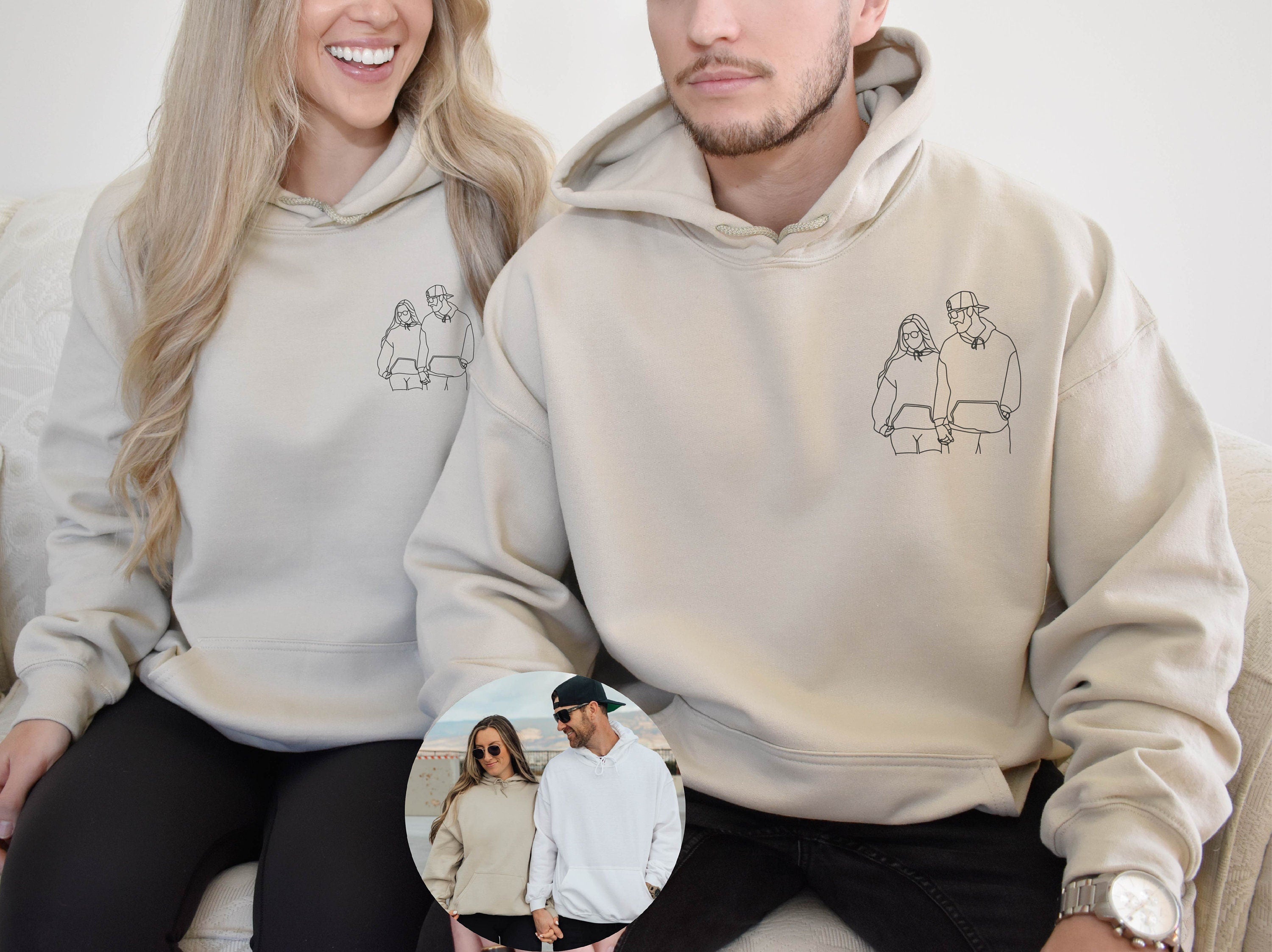 Custom Couple Portrait from Photo Sweatshirt Personalized Gifts for Couples