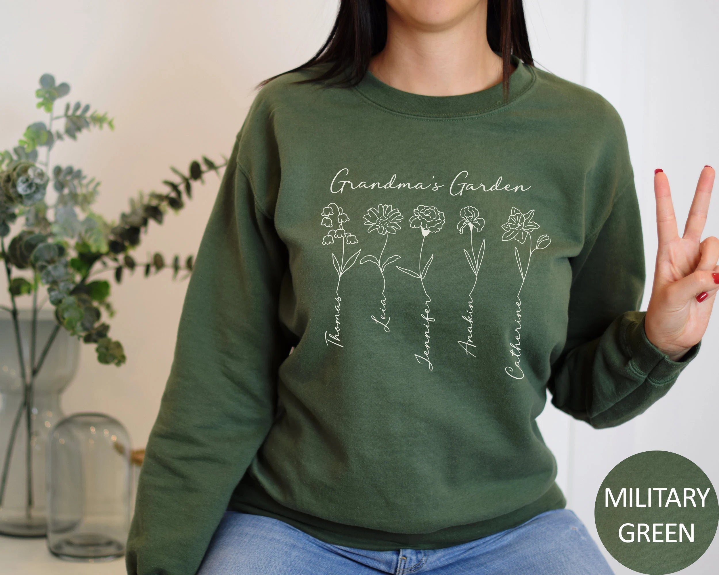 Custom Birth Flower Grandma Sweatshirt Hoodie With Kids Names