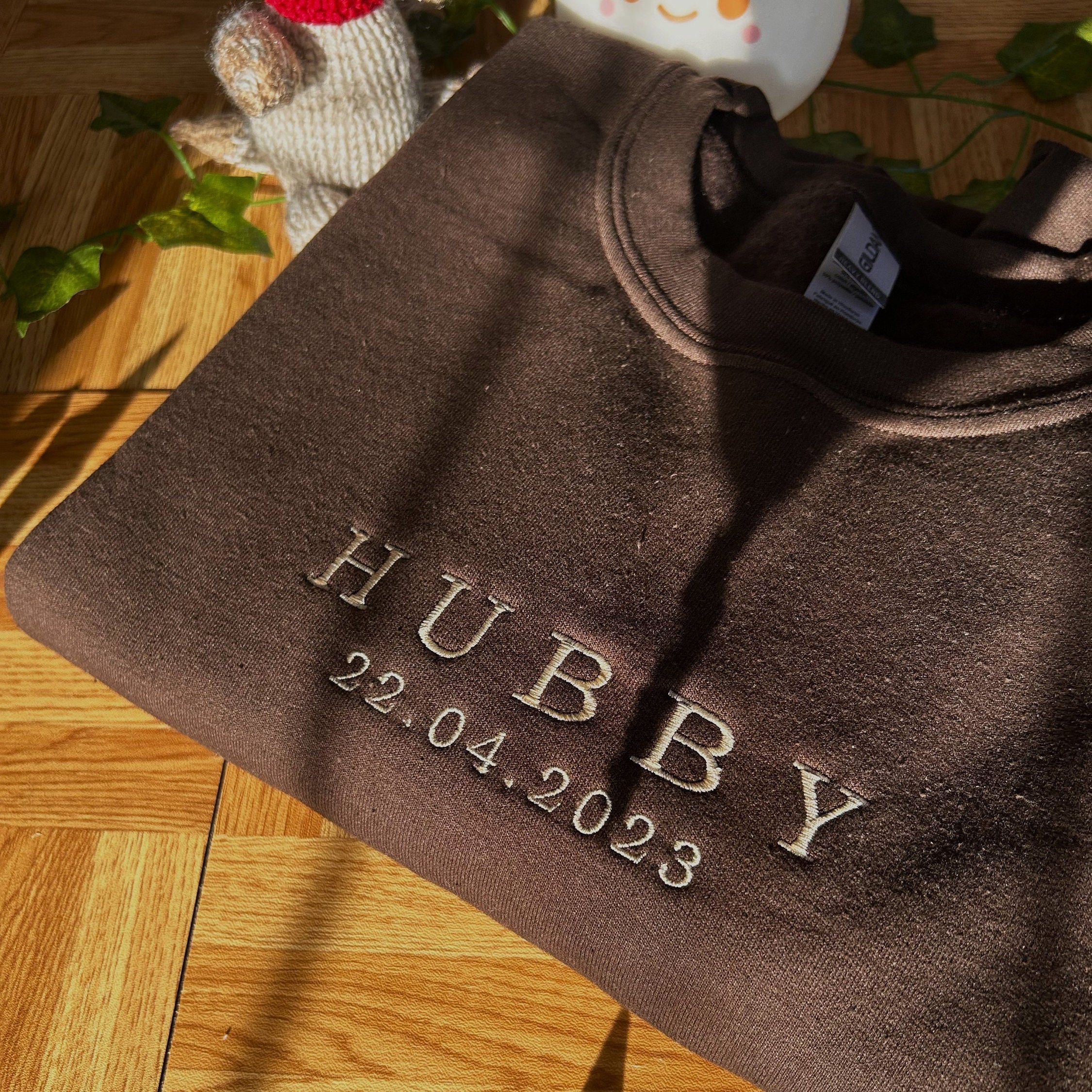 Custom Est Wifey Hubby Embroidered Valentine Matching Sweatshirt Hoodie