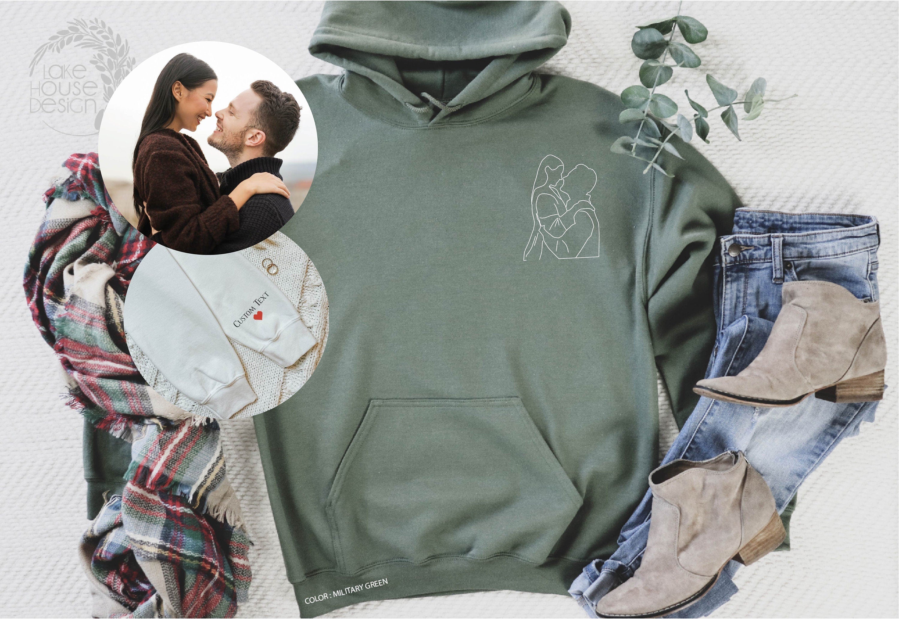 Custom Couple Portrait from Photo Sweatshirt Personalized Gifts for Couples